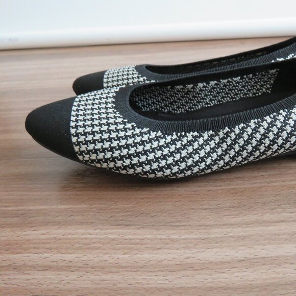 VIVAIA Tamia Round-Toe Ballet Flats in Black White Houndstooth Academia Preppy - Picture 5 of 14